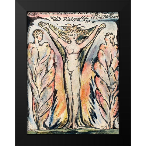 To go forth to the Great Harvest from Milton Black Modern Wood Framed Art Print by Blake, William
