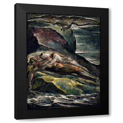 The eagle illustration from Milton Black Modern Wood Framed Art Print by Blake, William