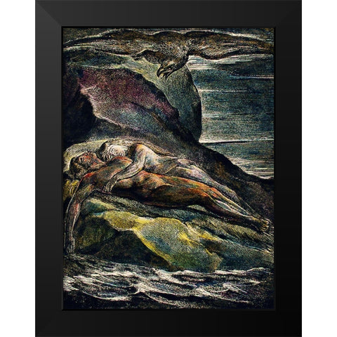 The eagle illustration from Milton Black Modern Wood Framed Art Print by Blake, William