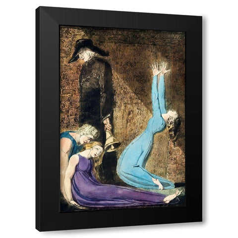 Man supporting a supine woman Black Modern Wood Framed Art Print by Blake, William