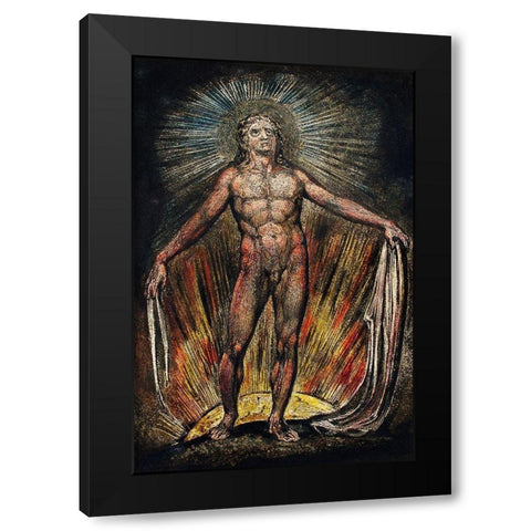 The robe of the promise illustration from Milton Black Modern Wood Framed Art Print with Double Matting by Blake, William