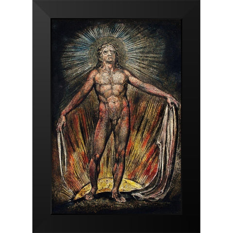 The robe of the promise illustration from Milton Black Modern Wood Framed Art Print by Blake, William