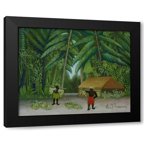 Banana Harvest 1910 Black Modern Wood Framed Art Print with Double Matting by Rousseau, Henri