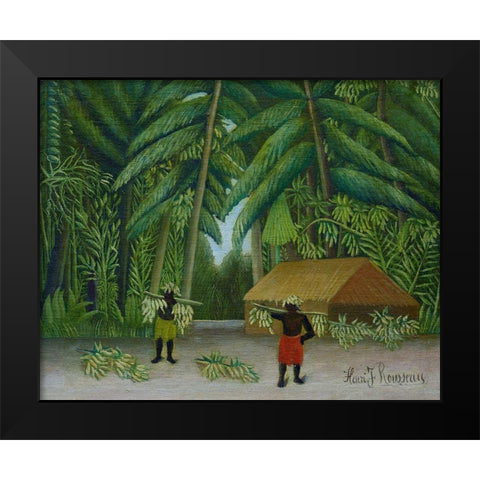 Banana Harvest 1910 Black Modern Wood Framed Art Print by Rousseau, Henri