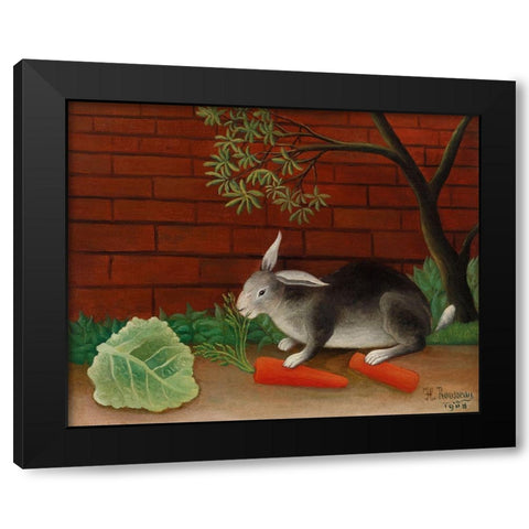 The Rabbits Meal 1908 Black Modern Wood Framed Art Print with Double Matting by Rousseau, Henri