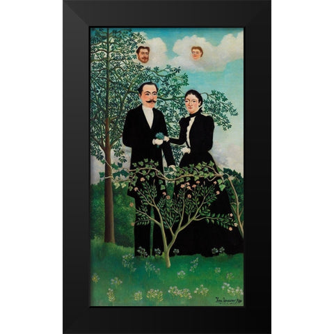 The Past and the Present, or Philosophical Thought Black Modern Wood Framed Art Print by Rousseau, Henri