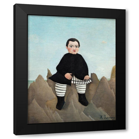 Boy on the Rocks 1897 Black Modern Wood Framed Art Print by Rousseau, Henri
