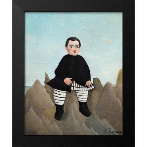 Boy on the Rocks 1897 Black Modern Wood Framed Art Print by Rousseau, Henri