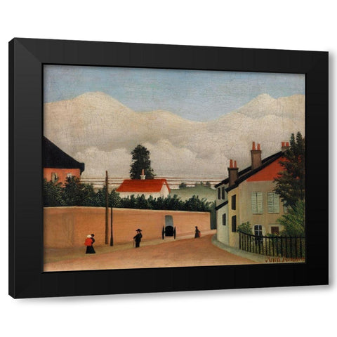 Outskirts of Paris 1895 Black Modern Wood Framed Art Print with Double Matting by Rousseau, Henri