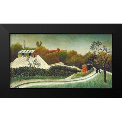 Sawmill, Outskirts of Paris 1895 Black Modern Wood Framed Art Print by Rousseau, Henri