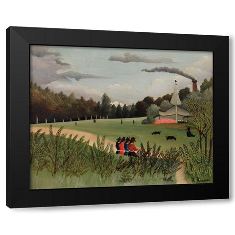 Landscape and Four Young Girls 1895 Black Modern Wood Framed Art Print by Rousseau, Henri