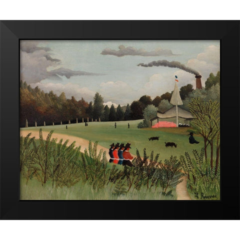 Landscape and Four Young Girls 1895 Black Modern Wood Framed Art Print by Rousseau, Henri