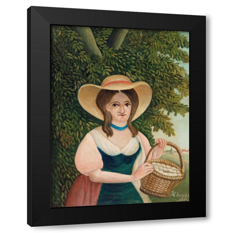 Woman with Basket of Eggs 1910 Black Modern Wood Framed Art Print by Rousseau, Henri