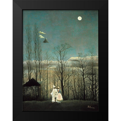 Carnival Evening Black Modern Wood Framed Art Print by Rousseau, Henri