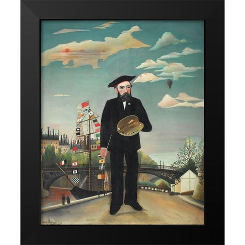 Self Portrait Black Modern Wood Framed Art Print by Rousseau, Henri