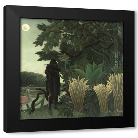 The Snake Charmer Black Modern Wood Framed Art Print by Rousseau, Henri