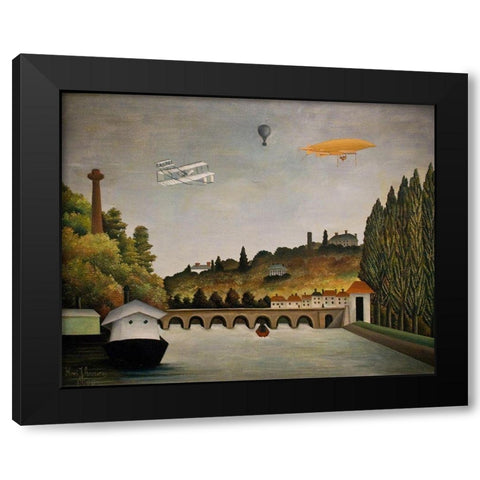 View of Pont de Sevres Black Modern Wood Framed Art Print with Double Matting by Rousseau, Henri