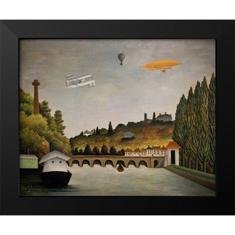 View of Pont de Sevres Black Modern Wood Framed Art Print by Rousseau, Henri
