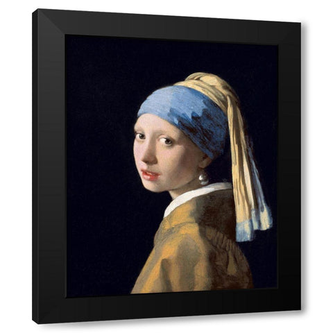 Girl with a Pearl Earring Black Modern Wood Framed Art Print with Double Matting by Vermeer, Johannes