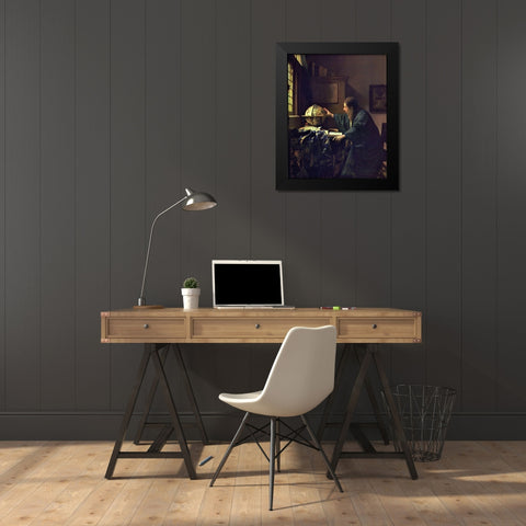 The Astronomer Black Modern Wood Framed Art Print by Vermeer, Johannes