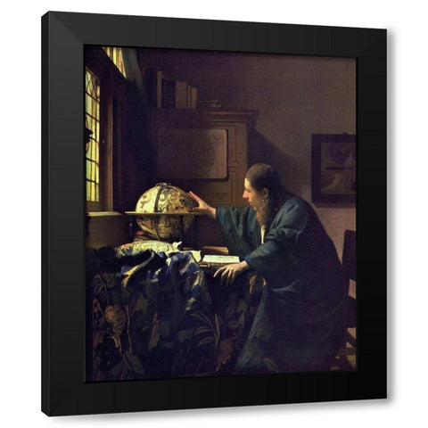 The Astronomer Black Modern Wood Framed Art Print by Vermeer, Johannes