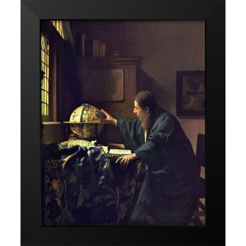 The Astronomer Black Modern Wood Framed Art Print by Vermeer, Johannes