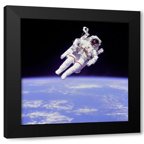 Backpacking Black Modern Wood Framed Art Print with Double Matting by NASA