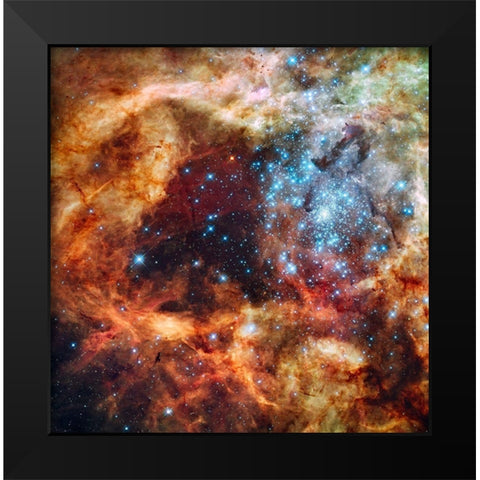 Hubbles view of a grand star forming region Black Modern Wood Framed Art Print by NASA
