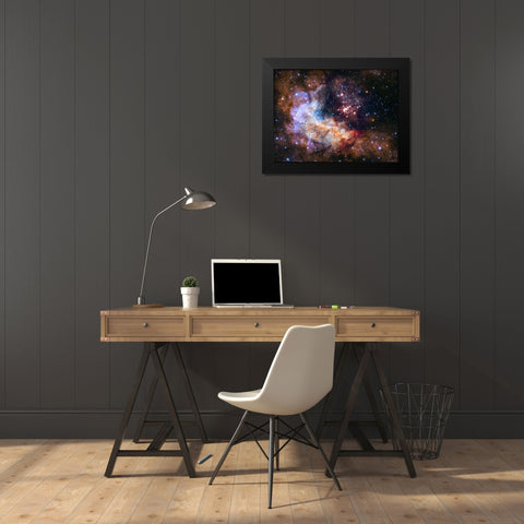 NASA Unveils Celestial Fireworks as Official Hubble 25th Anniversary Image Black Modern Wood Framed Art Print by NASA
