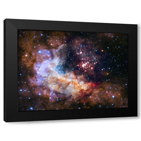 NASA Unveils Celestial Fireworks as Official Hubble 25th Anniversary Image Black Modern Wood Framed Art Print with Double Matting by NASA
