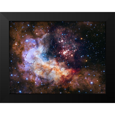 NASA Unveils Celestial Fireworks as Official Hubble 25th Anniversary Image Black Modern Wood Framed Art Print by NASA