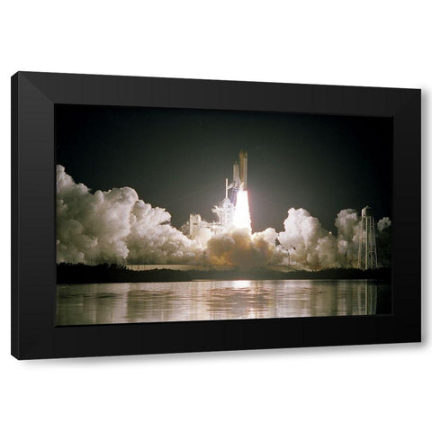 The Space Shuttle Discovery Launch 1999 Black Modern Wood Framed Art Print with Double Matting by NASA