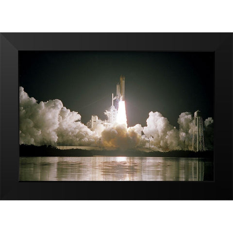 The Space Shuttle Discovery Launch 1999 Black Modern Wood Framed Art Print by NASA