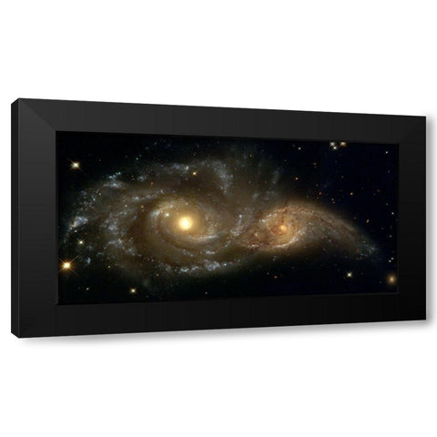 Two Spiral Galaxies Black Modern Wood Framed Art Print with Double Matting by NASA