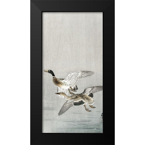 Couple of ducks Black Modern Wood Framed Art Print by Koson, Ohara