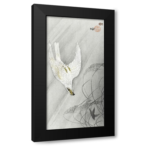 Hunting hawk Black Modern Wood Framed Art Print by Koson, Ohara