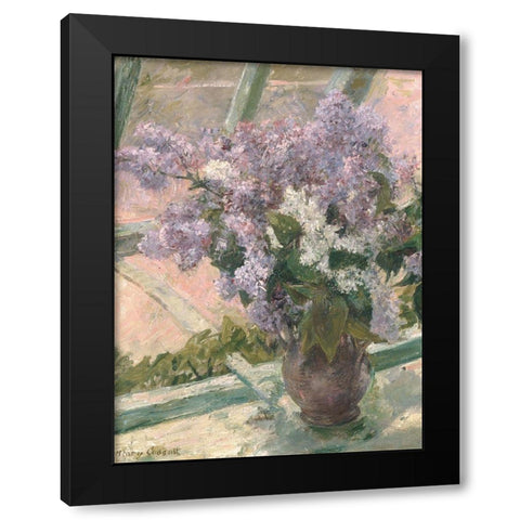 Lilacs in a Window Black Modern Wood Framed Art Print by Cassatt, Mary