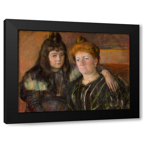 Madame Gaillard and Her Daughter Marie-Therese Black Modern Wood Framed Art Print by Cassatt, Mary