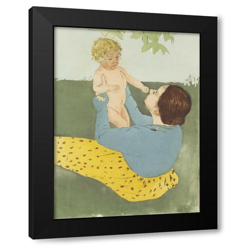 Under the Horse-Chestnut Tree Black Modern Wood Framed Art Print by Cassatt, Mary