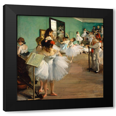 The Dance Class Black Modern Wood Framed Art Print with Double Matting by Degas, Edgar