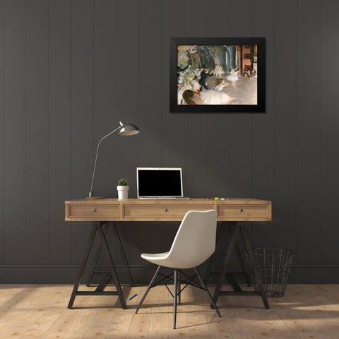 The Rehearsal Onstage Black Modern Wood Framed Art Print by Degas, Edgar