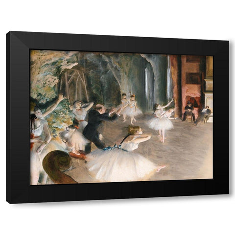 The Rehearsal Onstage Black Modern Wood Framed Art Print by Degas, Edgar