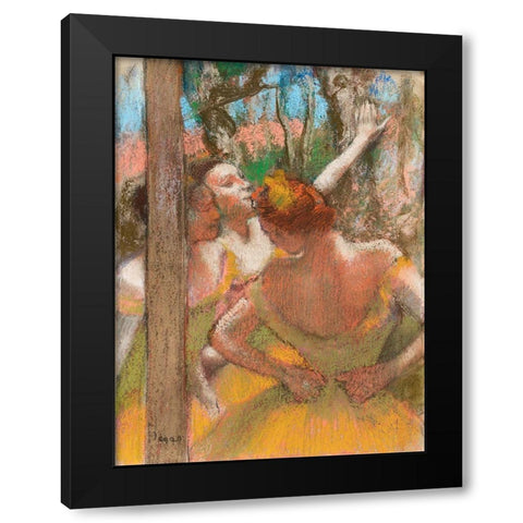 Dancers Black Modern Wood Framed Art Print with Double Matting by Degas, Edgar