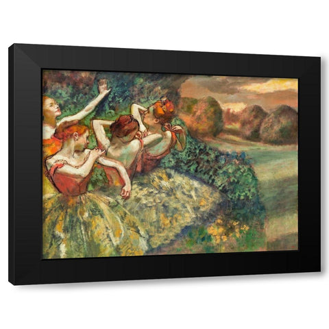 Four Dancers Black Modern Wood Framed Art Print by Degas, Edgar