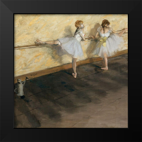 Dancers Practicing at the Barre Black Modern Wood Framed Art Print by Degas, Edgar