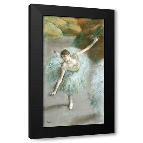 Dancer in Green Black Modern Wood Framed Art Print by Degas, Edgar