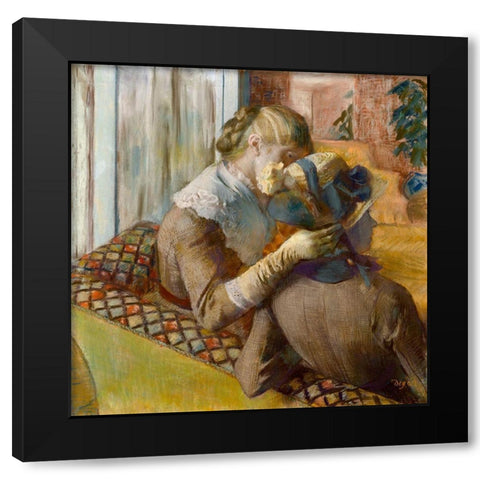 At the Milliners Black Modern Wood Framed Art Print with Double Matting by Degas, Edgar