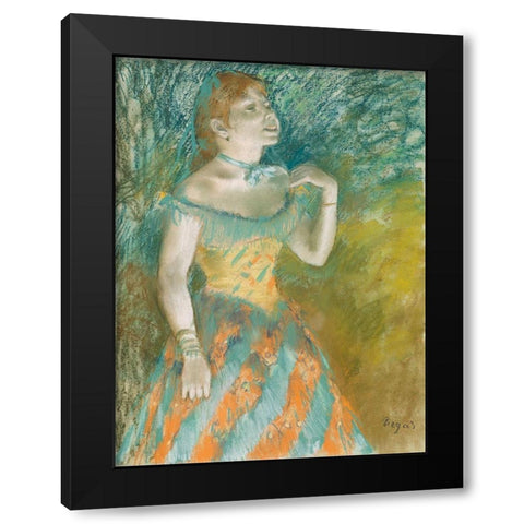 The Singer in Green Black Modern Wood Framed Art Print with Double Matting by Degas, Edgar