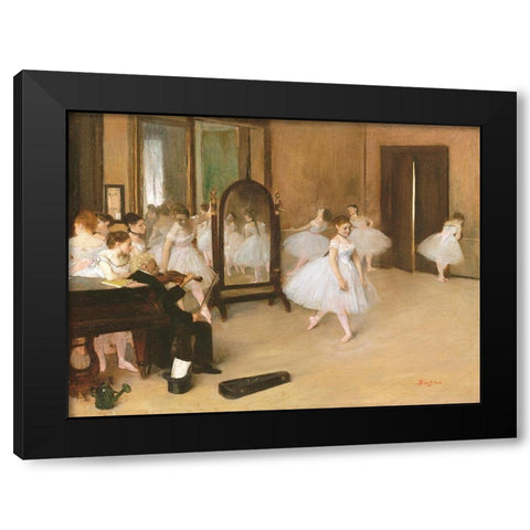 The Dancing Class Black Modern Wood Framed Art Print with Double Matting by Degas, Edgar