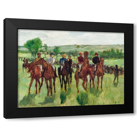 The Riders Black Modern Wood Framed Art Print with Double Matting by Degas, Edgar